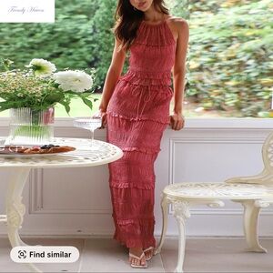 Women's Red Halter Two Piece Set